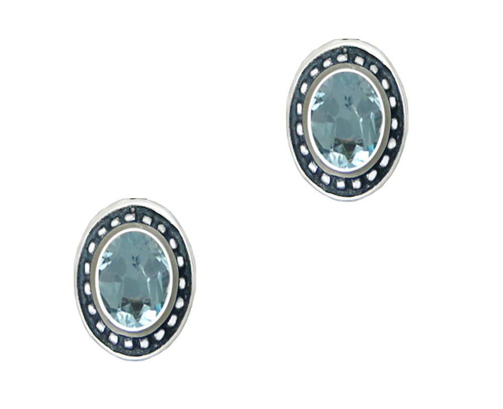 Sterling Silver Petite Blue Topaz Post Stud Earrings